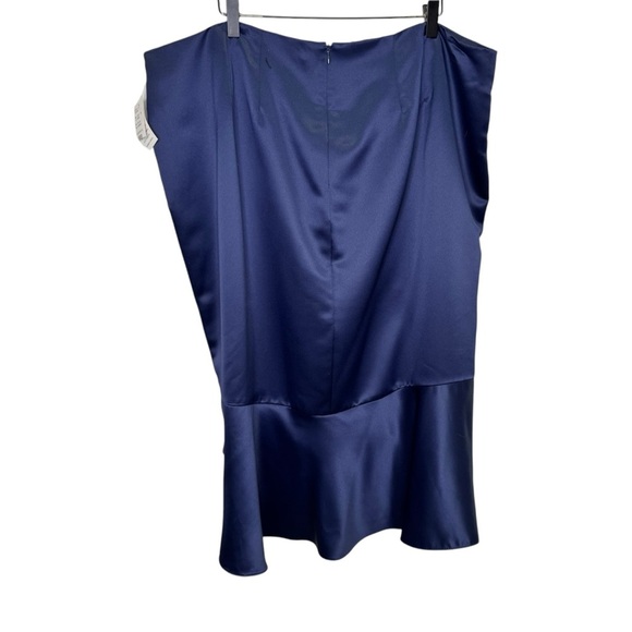 David's Bridal Navy Blue Satin High Low Ruffle Skirt Size 22 NWT Brand New - Picture 2 of 9